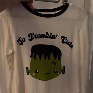 Adorable Cream Frankenstein Long Sleeve Tee for Kids